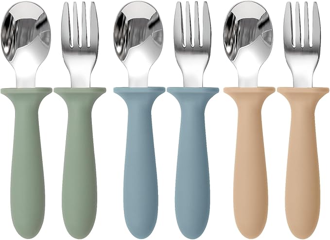 Toddler Utensils, 6 Pack kids Silverware Set with Silicone Handle
