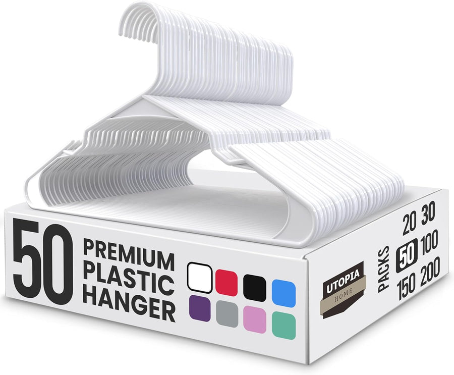 Utopia Home - Plastic Hangers 50 Pack - Space Saving Clothes Hanger