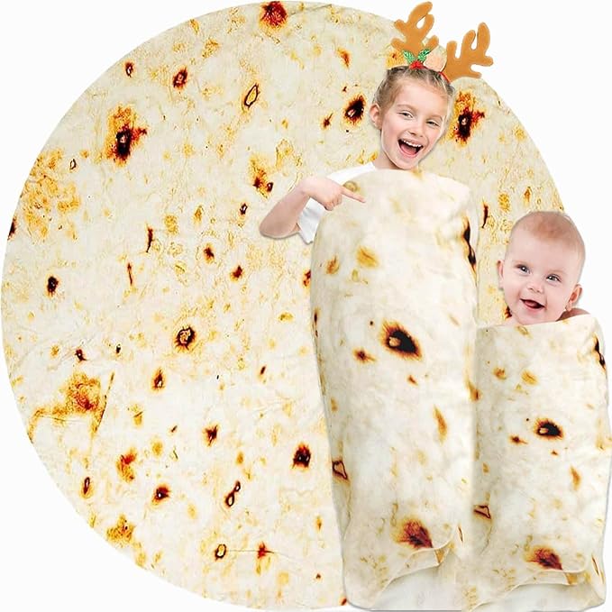 Burrito Tortilla Blanket Soft Fleece Throw for Kids & Babies, 40in