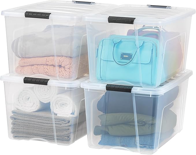 IRIS USA 72 QT Plastic Storage Box with Lid and Latches - 4 Pack