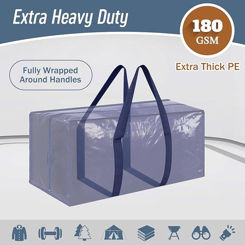6 Pack Extra Heavy Duty Large Moving Bags with Strong Zipper & Comfortable Handles