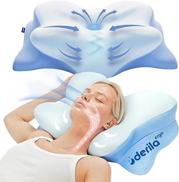 Derila Ergo Cervical Neck Pillow for Sleeping Pillow Contour Memory Foam Pillows for Back