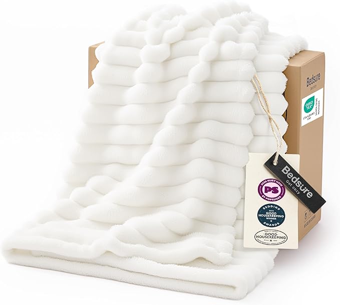 Bedsure GentleSoft White Throw Blanket for Couch