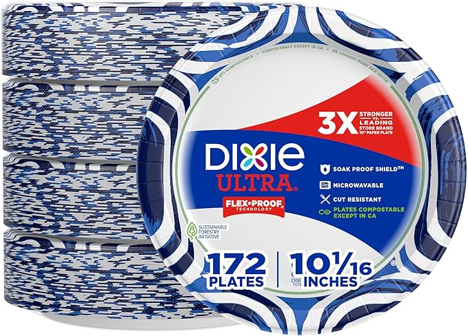 Dixie Ultra, Large Paper Plates, 10 Inch, 43 Count (Pack of 4)