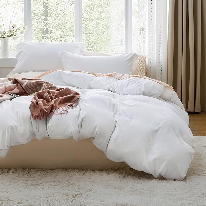 Bedsure White Duvet Cover Queen Size