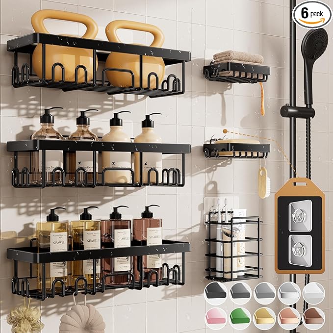 Veken Shower Caddy 6-Pack, Advanced Rustproof Design