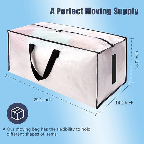 8 Pack Large Strong Moving Bags with Zippers & Carrying Handles