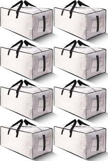 8 Pack Large Strong Moving Bags with Zippers & Carrying Handles