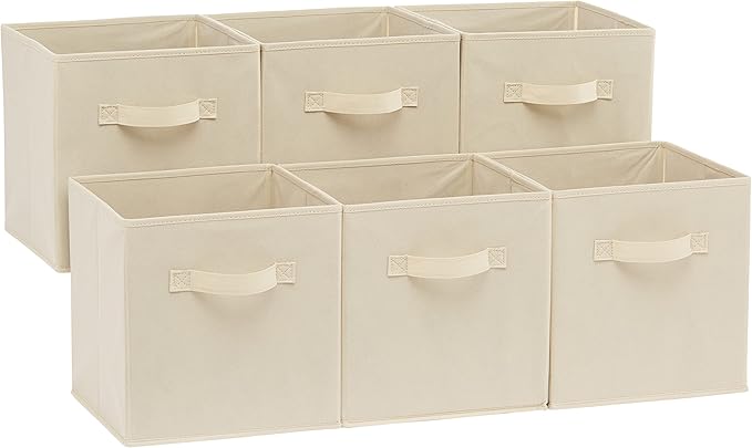 Amazon Basics Collapsible Fabric Storage Cubes Organizer with Handles, Sturdy
